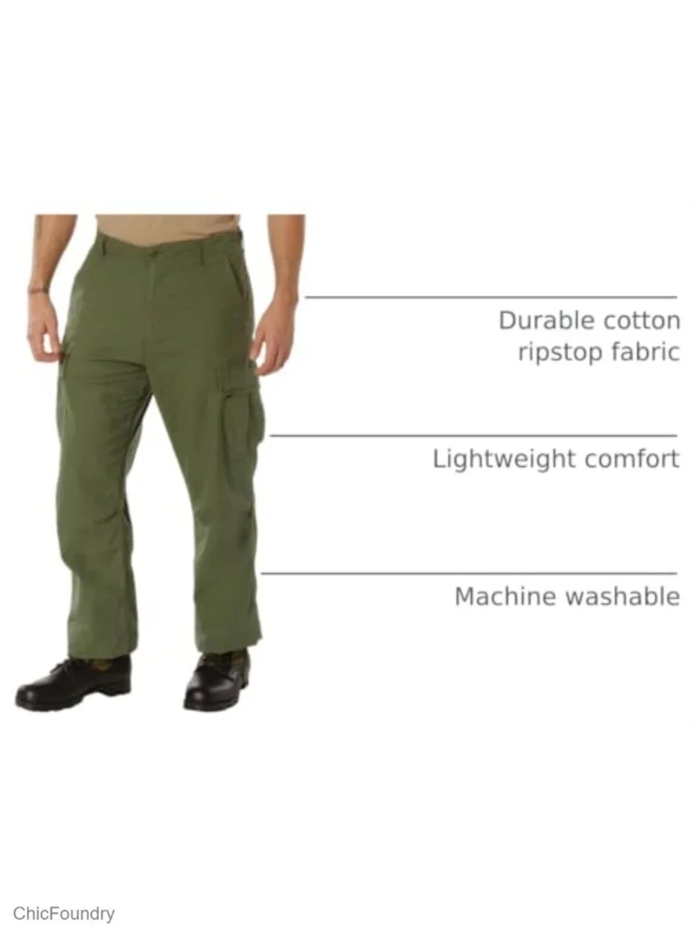 Vintage Rip-Stop Fatigue Pants - Lightweight Cotton Cargo Trousers